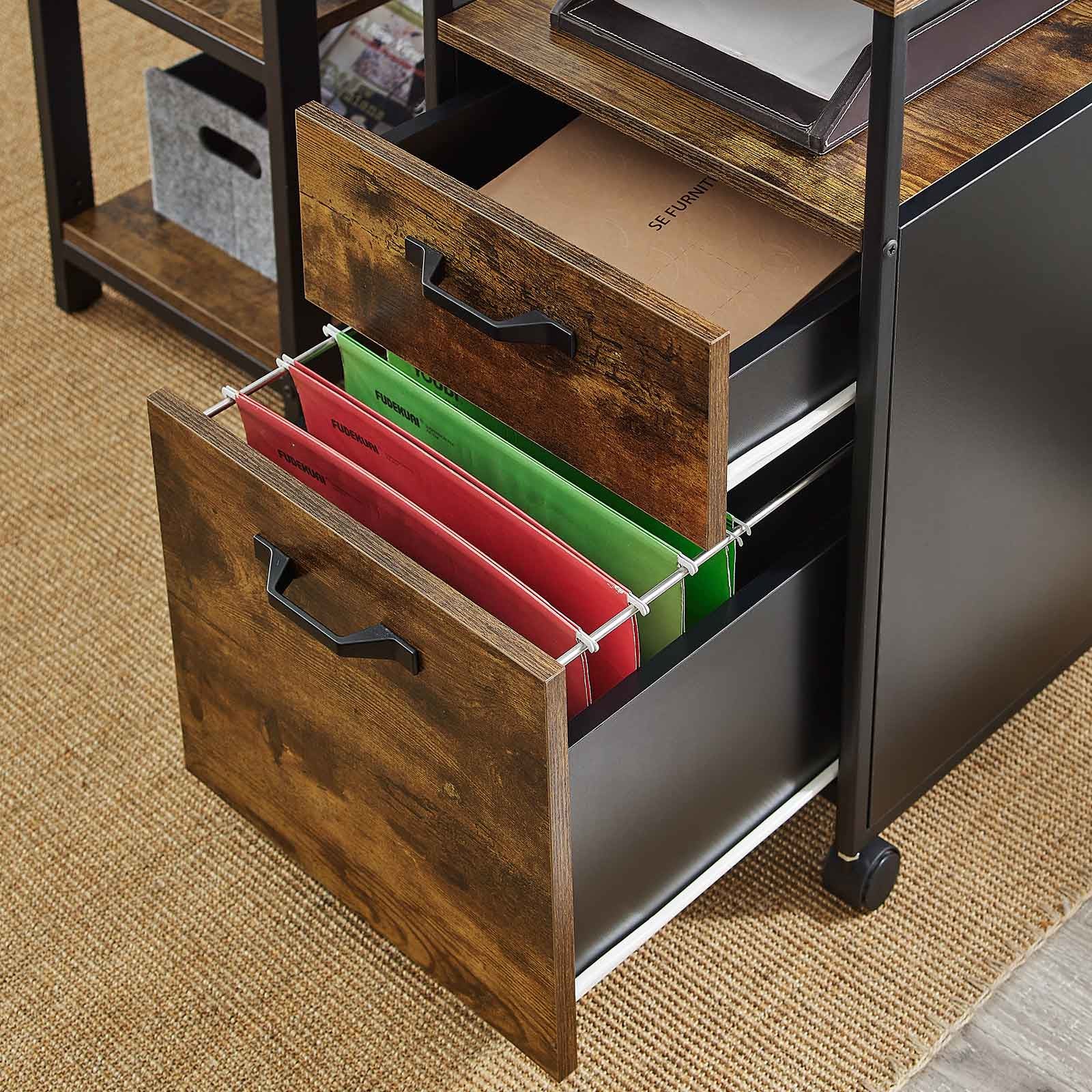 Vasagle Aktenschrank – Holz, Schwarz-Braun, 41 × 66 × 45 cm