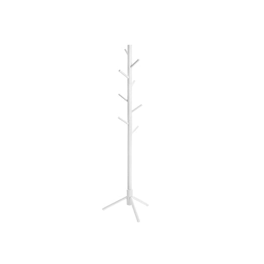 Vasagle Garderobenständer – 8 Haken, Gummibaumholz, Weiss, 47 × 47 × 175 cm