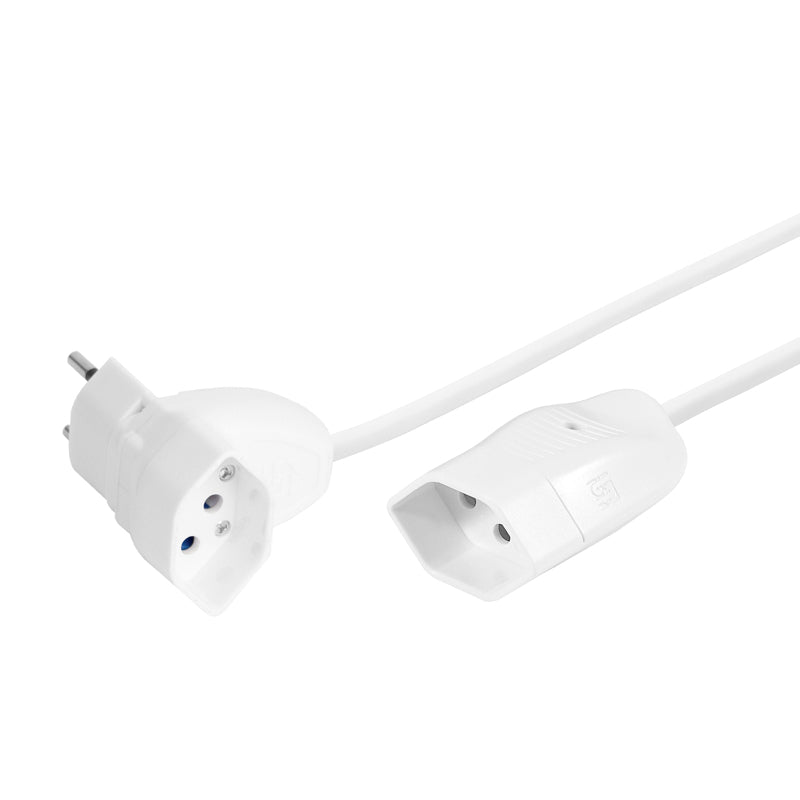 Steffen Verlängerungskabel T12–T13, 3 m, 1 mm², abgewinkelter Stecker – weiss