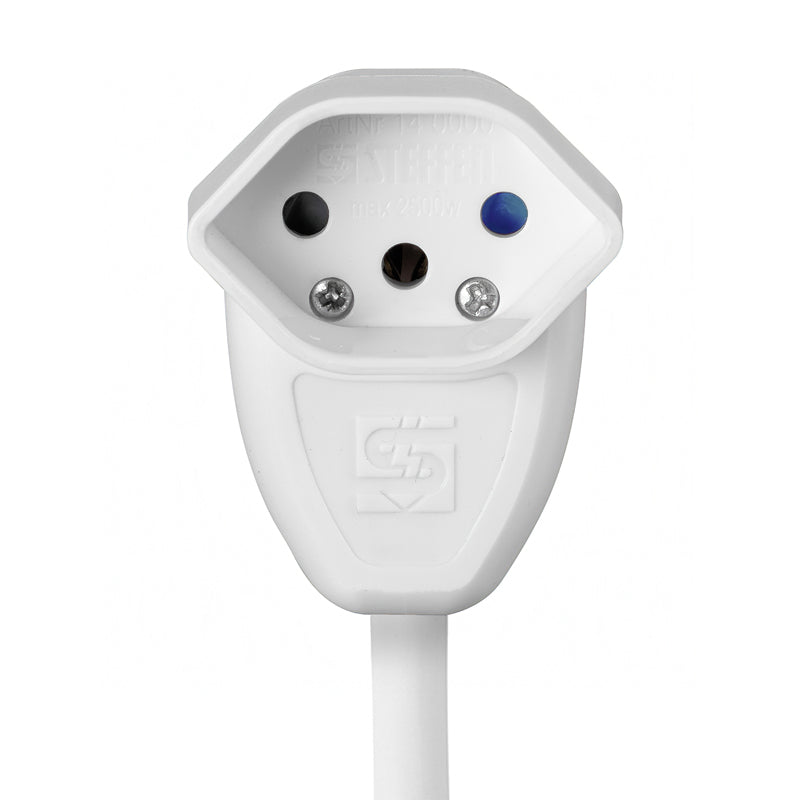 Steffen VARIABL Steckdosenleiste, 8×T13, mit Schalter, 3 m, Eingang T12, IP20 – weiss