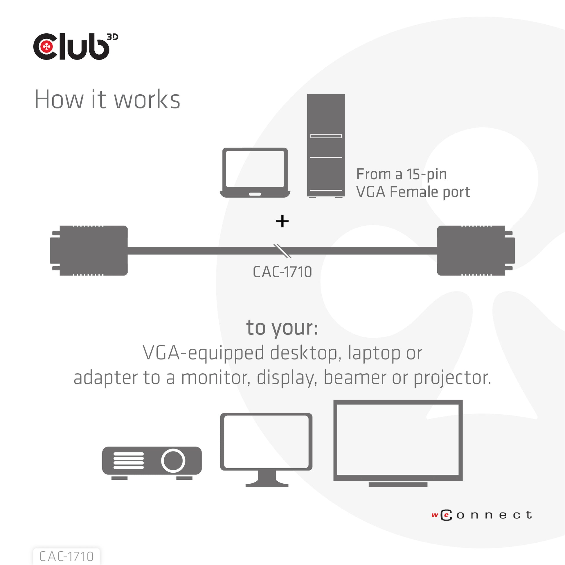 CLUB3D Club 3D VGA–VGA Kabel – 10 m, rund, geschirmt, AWG 28, schwarz