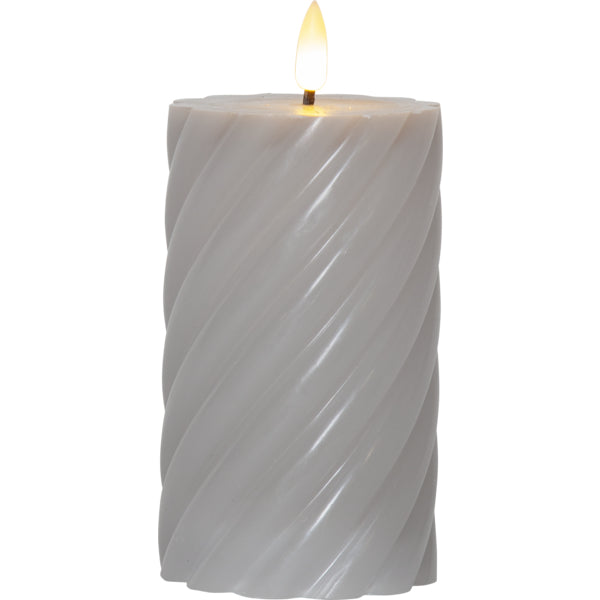 Star Trading LED-Kerze – Ø 7,5 × 15 cm – Wachs, Grau