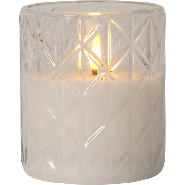 Star Trading LED-Kerze – Ø 8,5 × 10 cm – Glas, Transparent