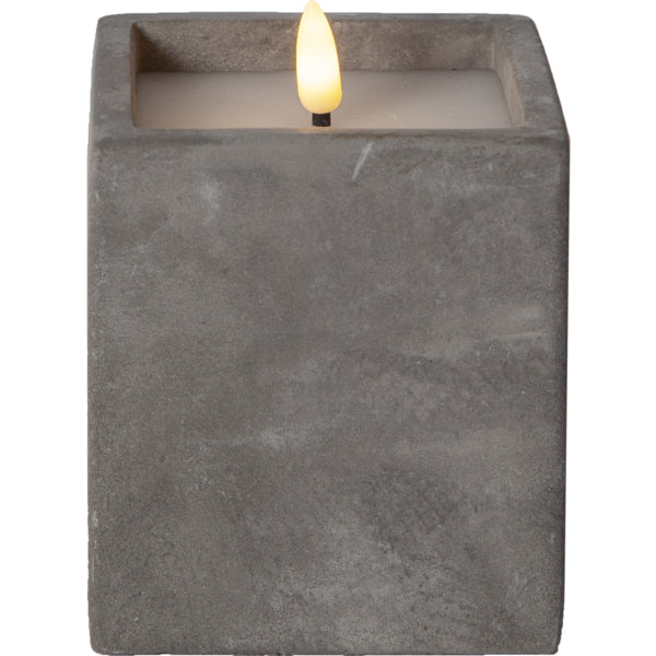 Star Trading LED-Säulenkerze – Ø 9 × 11,5 cm – Wachs, Grau