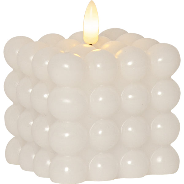 Star Trading LED-Kerze – Warmweiss, Timer 6/18 h, 150 h Laufzeit – Wachs, Weiss – Ø 7,5 × 9,5 cm