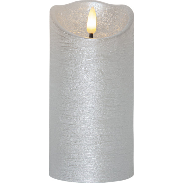 Star Trading LED-Kerze – Ø 7,5 × 15 cm – Wachs, Silber