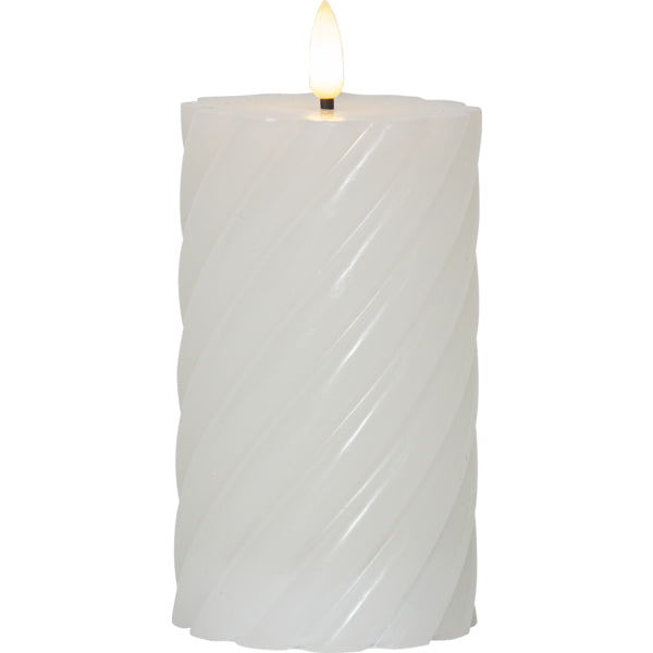 Star Trading LED-Kerze – Ø 7,5 × 15 cm – Wachs, weiss, flackernd