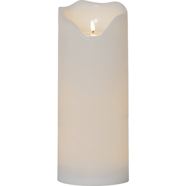 Star Trading LED-Säulenkerze Aussen Flamme Grand – Ø 16 cm – Warmweiss – IP44 – Batteriebetrieb – Timer 6/18 h