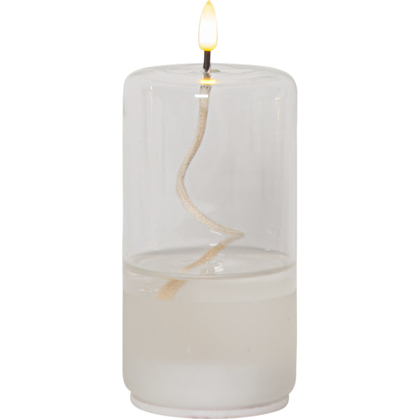 Star Trading Laterne Flamme Float – Ø 8 × 17,5 cm, 0,03 W, Warmweiss, Transparent/Weiss, Flackernd, Timer