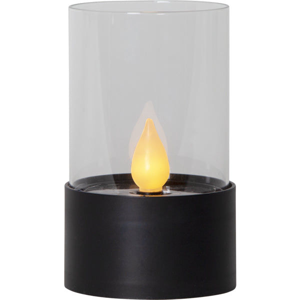Star Trading LED-Teelicht Puloun – Ø 8,5 cm, 0,03 W, Warmweiss, IP44, Solarbetrieb, flackernd, Schwarz
