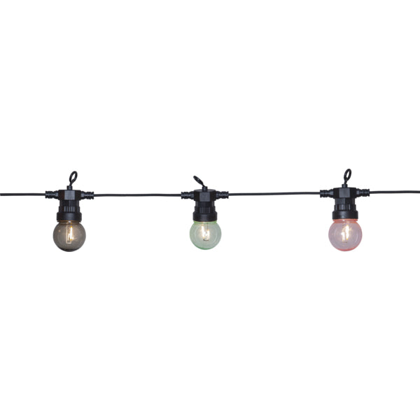 Star Trading Lichterkette – 8,55 m – 299 lm, 3,4 W – Mehrfarbig, 2700 K – IP44 – Netzbetrieb – Starterset