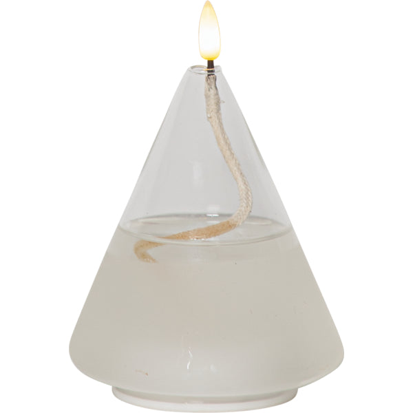Star Trading Dekolicht Flamme Float – Ø 11 × 15,5 cm, 0,03 W, Warmweiss, Transparent, Flackernd, Timer 6/18h
