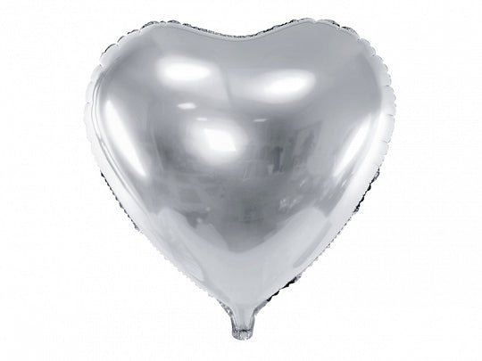 PartyDeco Folienballon Herz – Silber – Ø 61 cm – Folie – 1 Stück – mit Helium befüllbar