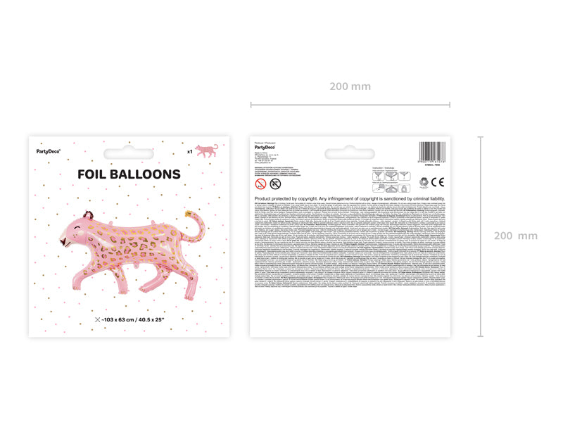 PartyDeco Folienballon Leopard – gold/rosa – 103 × 60 cm – Folie – 1 Stück – mit Helium befüllbar