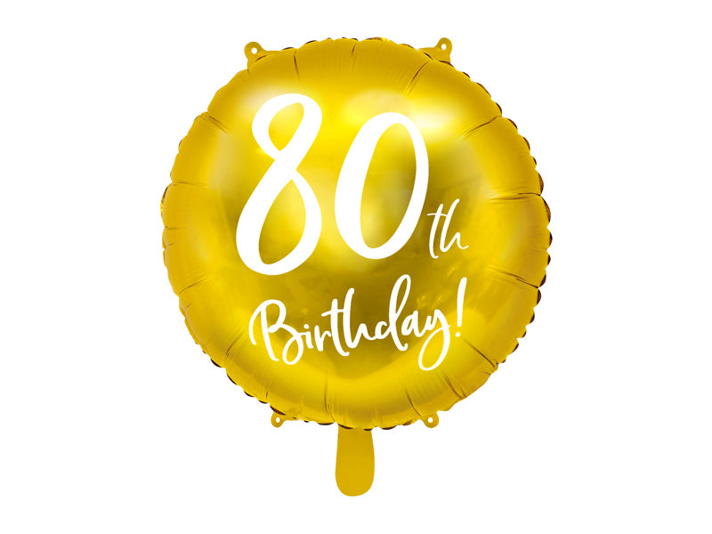 PartyDeco Folienballon Zahl 80 – Gold/Weiss – Ø 45 cm – Folie – 1 Stück – mit Helium befüllbar