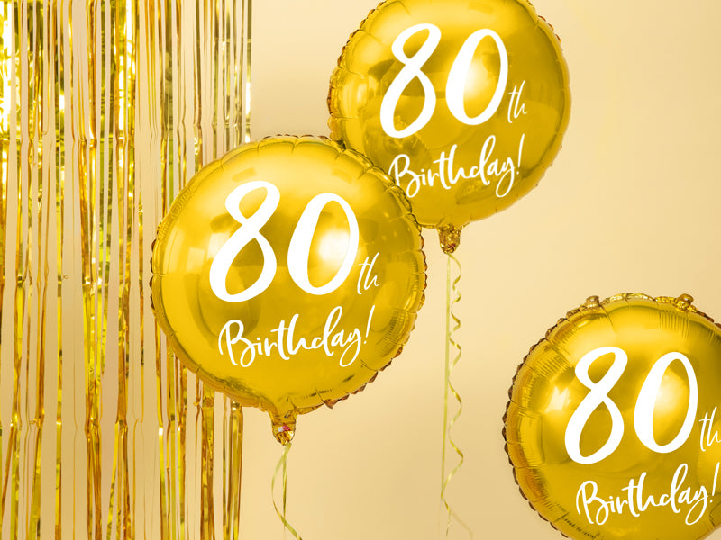 PartyDeco Folienballon Zahl 80 – Gold/Weiss – Ø 45 cm – Folie – 1 Stück – mit Helium befüllbar