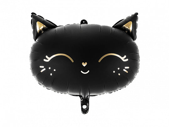PartyDeco Folienballon Katze – Schwarz/Gold – 48 × 36 cm – 1 Stk