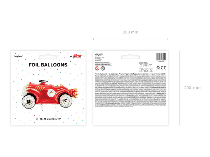 PartyDeco Folienballon Auto – Mehrfarbig – 92 × 45 cm – Folie – 1 Stk