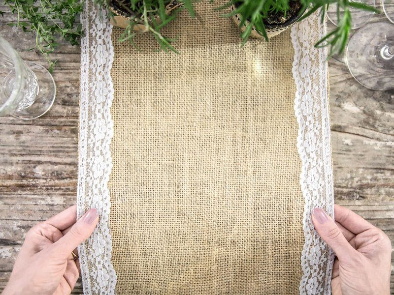 PartyDeco Tischläufer – 28×275 cm, Jute, braun, Hochzeit