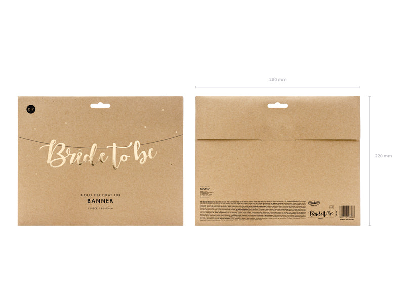 PartyDeco Girlande Bride to be – Gold – 80 × 19 cm – Papier – 1 Stk