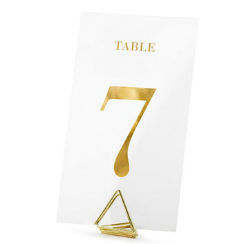 PartyDeco Tischnummern Karten Hochzeit – gold/transparent – 7 × 12 cm – Papier – 20 Stk
