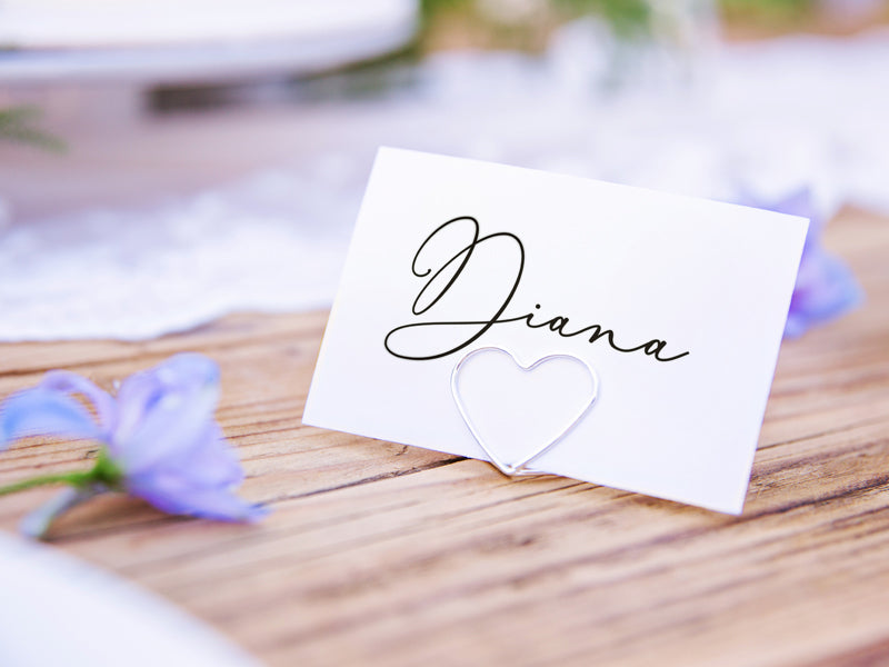 PartyDeco Tischkartenhalter Hochzeit – Silber – 9,0 × 12,0 cm – 10 Stk