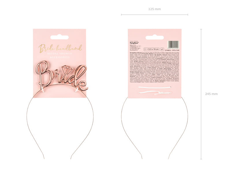 PartyDeco Haarreif Bride – Roségold – Metall – 1 Stück