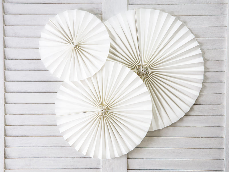PartyDeco Rosetten – Weiss – 23, 32, 40 cm – 3 Stk – für Hochzeit