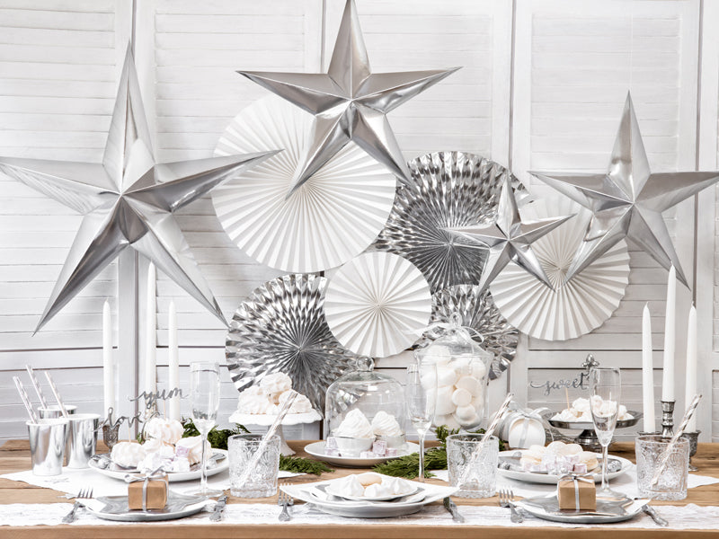 PartyDeco Rosetten – Weiss – 23, 32, 40 cm – 3 Stk – für Hochzeit