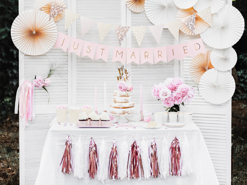 PartyDeco Rosetten – Weiss – 23, 32, 40 cm – 3 Stk – für Hochzeit