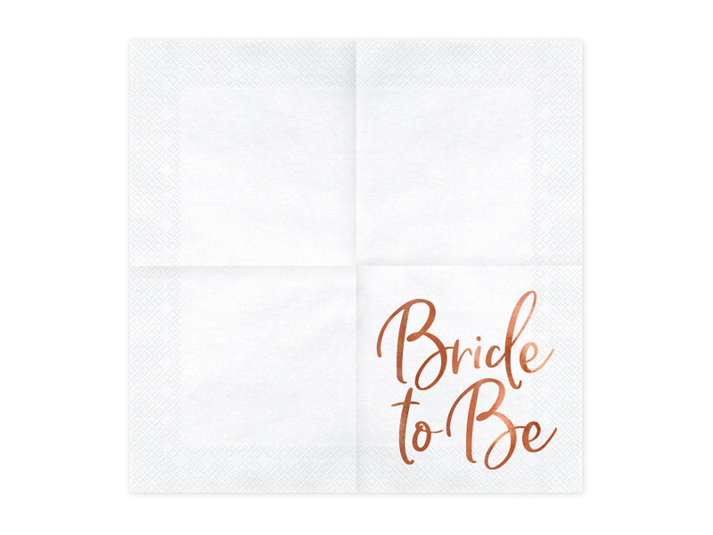 PartyDeco Servietten Bride to be Roségold/Weiss – 33 × 33 cm – 20 Stück