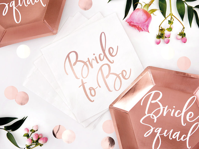 PartyDeco Servietten Bride to be Roségold/Weiss – 33 × 33 cm – 20 Stück