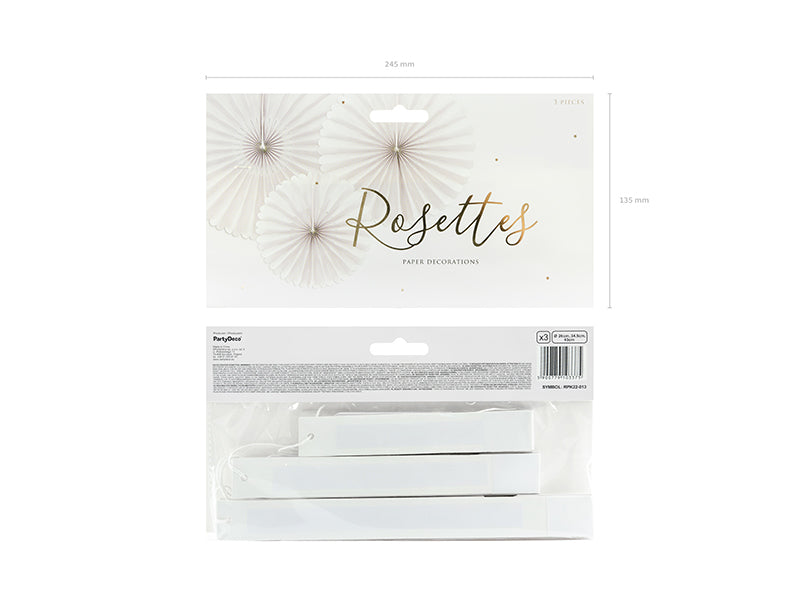 PartyDeco Rosetten – Beige – Ø 26 cm, Ø 34,5 cm, Ø 43 cm – 3 Stk