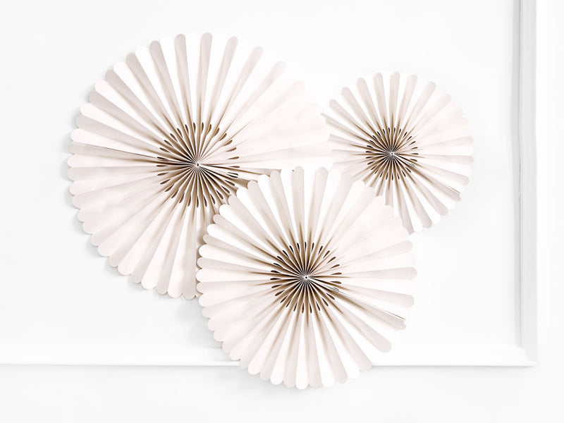 PartyDeco Rosetten – Beige – Ø 26 cm, Ø 34,5 cm, Ø 43 cm – 3 Stk