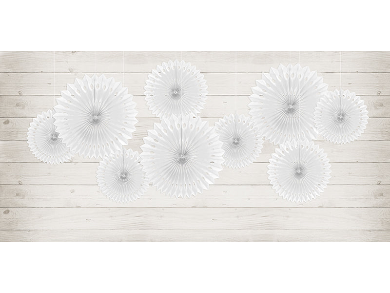 PartyDeco Rosetten Fächer – Crème – 20, 25, 30 cm – Papier – 3 Stk