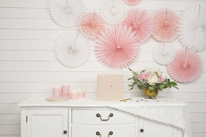 PartyDeco Rosetten Fächer – Crème – 20, 25, 30 cm – Papier – 3 Stk