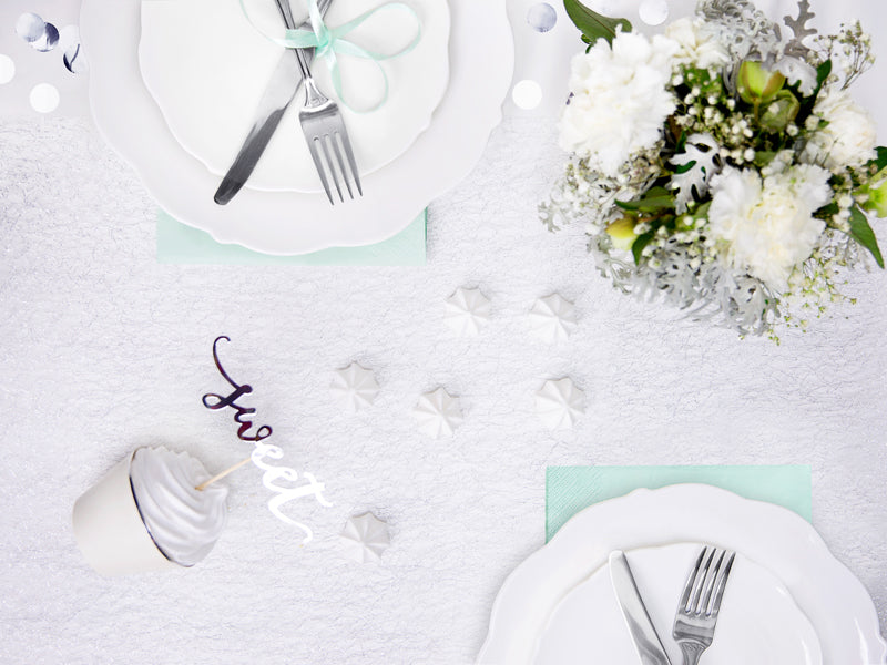 PartyDeco Tischläufer – Polyester, Hochzeitsmotiv, 36 cm × 9 m