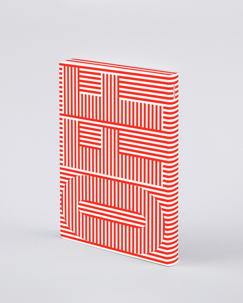 nuuna Graphic Notizbuch – A5 – punktiert – 256 Seiten – 120 g/m² – Softcover, nummerierte Seiten, Rot/Weiss