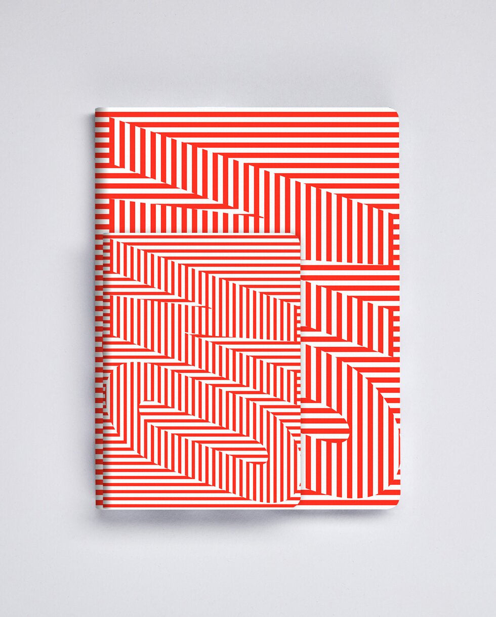 nuuna Graphic Notizbuch – A5 – punktiert – 256 Seiten – 120 g/m² – Softcover, nummerierte Seiten, Rot/Weiss