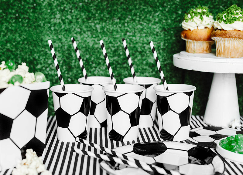 PartyDeco Trinkbecher, Papier/Karton – 2,6 dl, Schwarz/Weiss – 6 Stk.