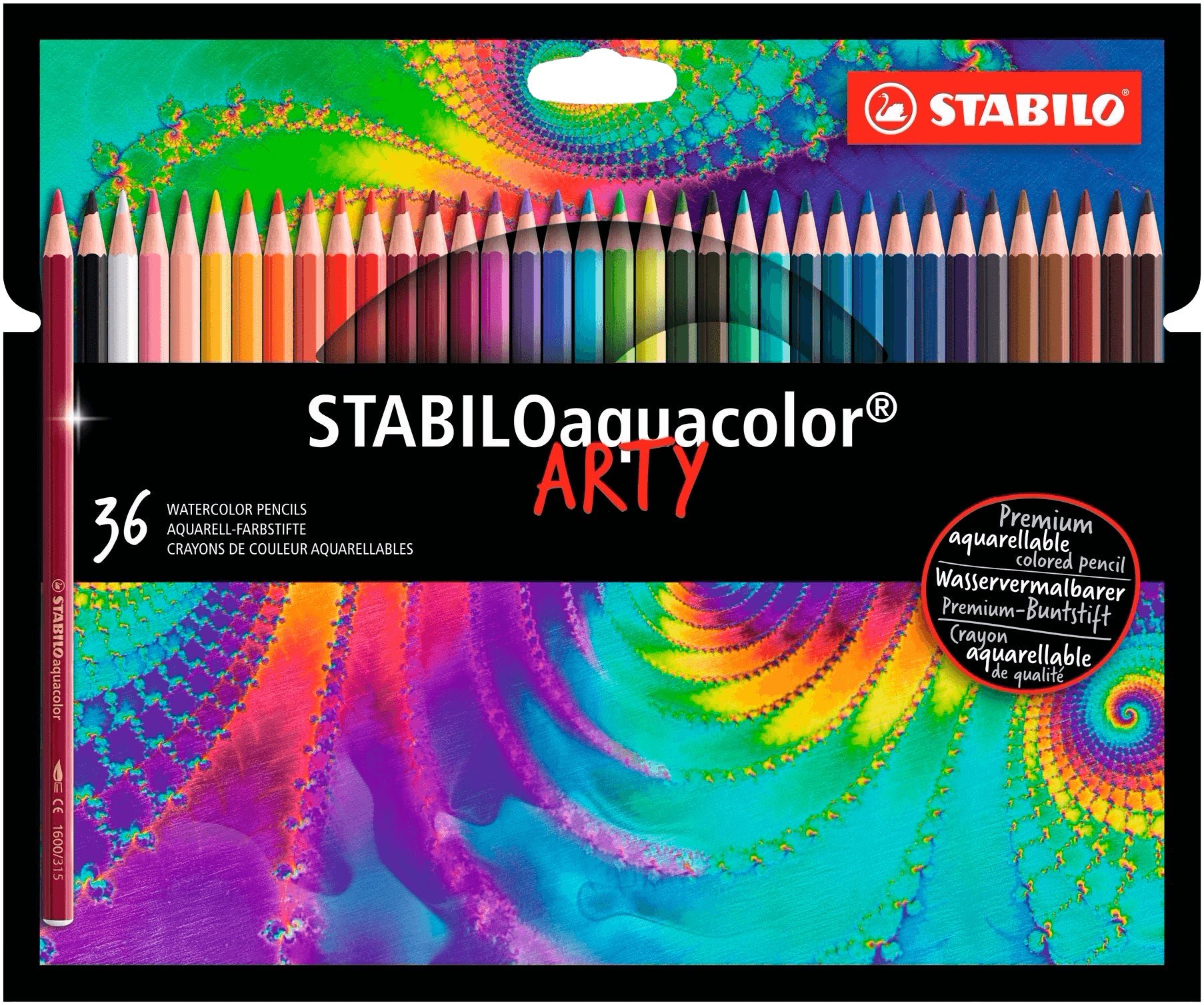 STABILO ARTY Aquarellbuntstift Mehrfarbig 36er-Kartonetui – Strichbreite 2,8 mm