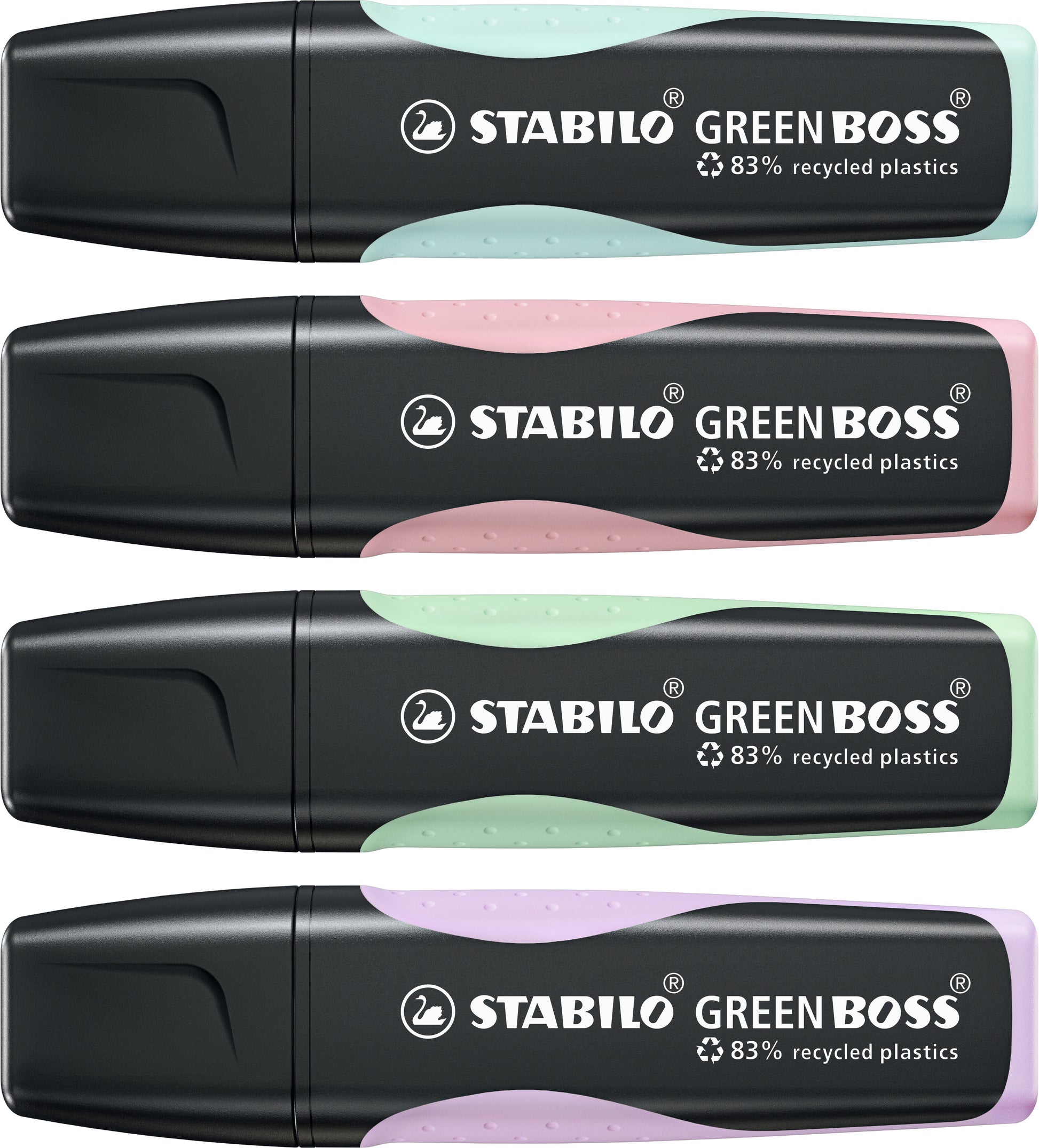 STABILO BOSS Textmarker Set 4 Farben Pastell – Keilspitze, 2–5 mm, nachfüllbar