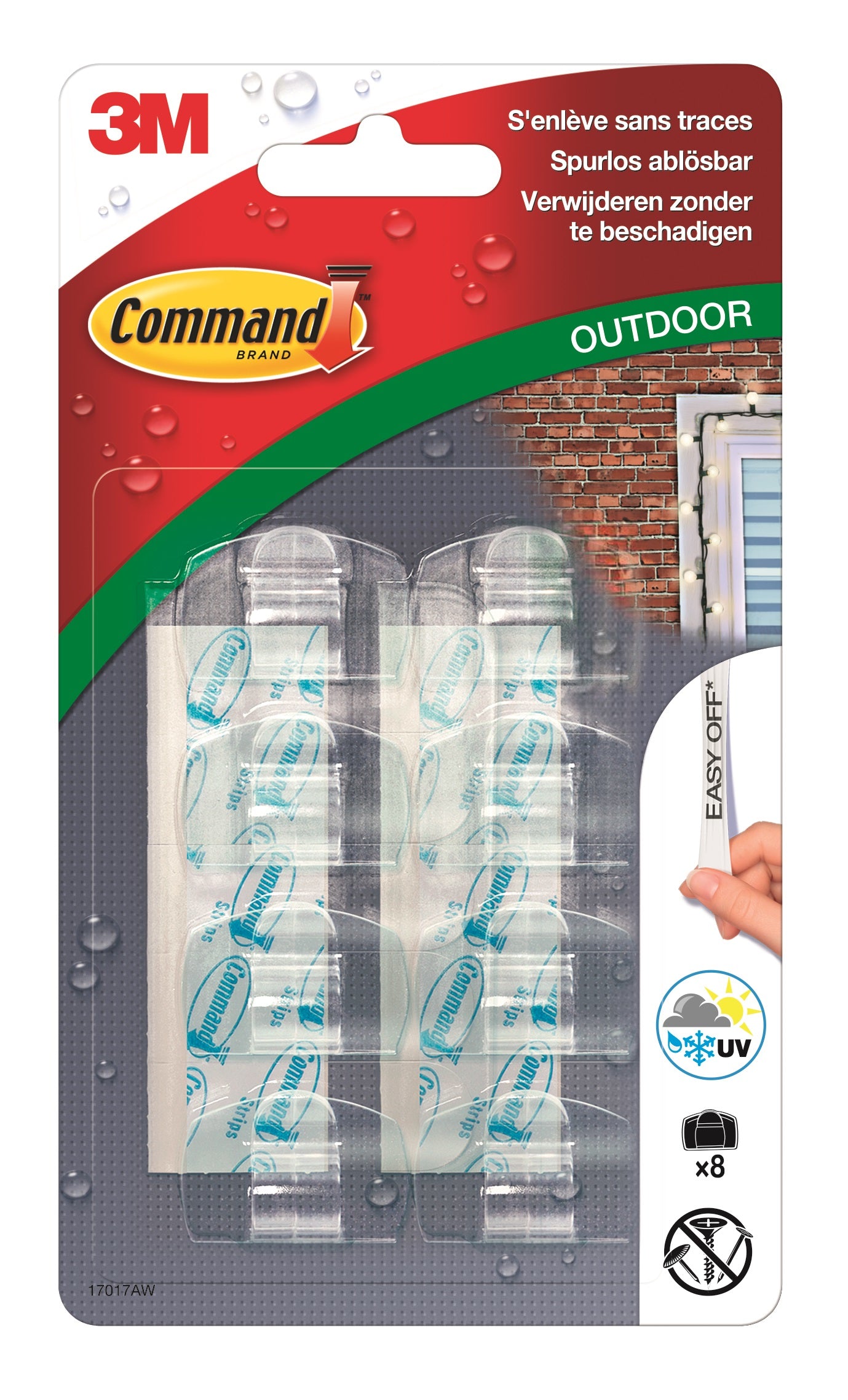 Command Deko-Clips – transparent, bis 0,5 kg, 8 Stk., für Aussen