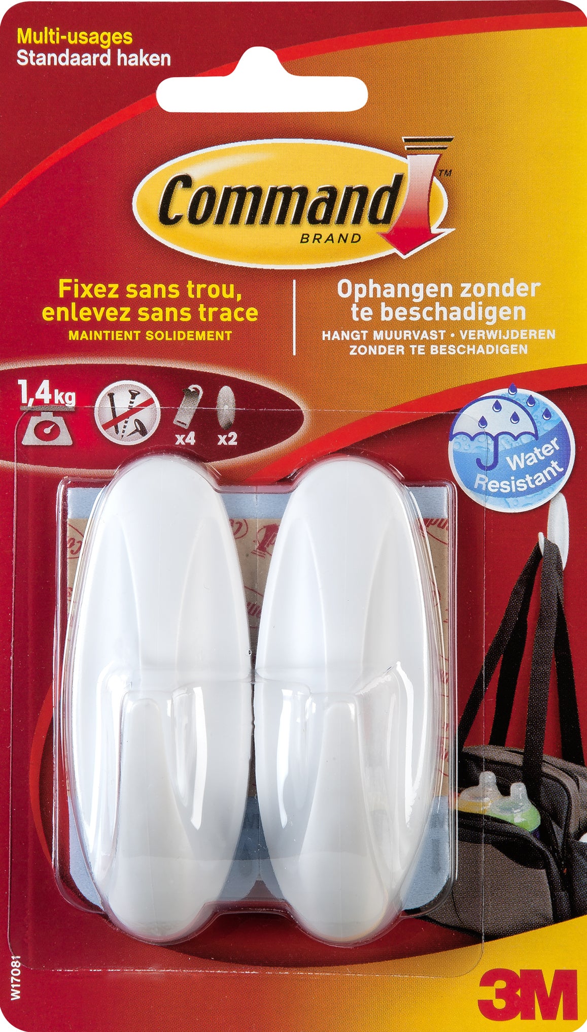 Command Haken – Kunststoff – Weiss (– 1,4 kg, selbstklebend) – 2 Stück