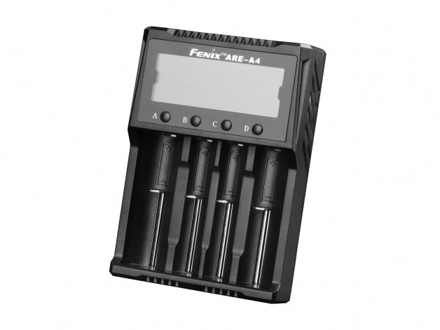 Fenix ARE-A4 Batterieladegerät 4× – für 18650, AA, AAA und andere – schwarz, LCD