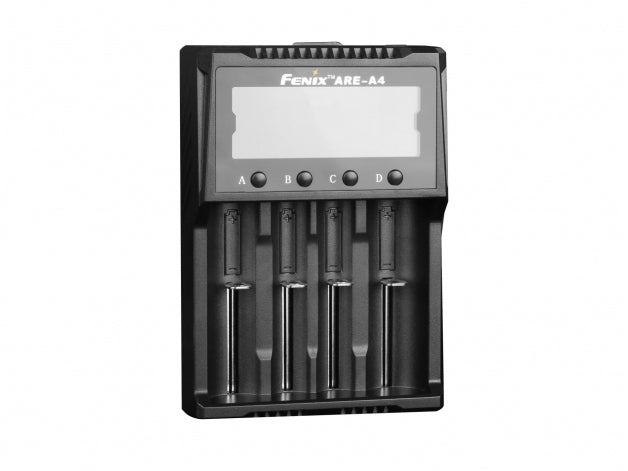 Fenix ARE-A4 Batterieladegerät 4× – für 18650, AA, AAA und andere – schwarz, LCD