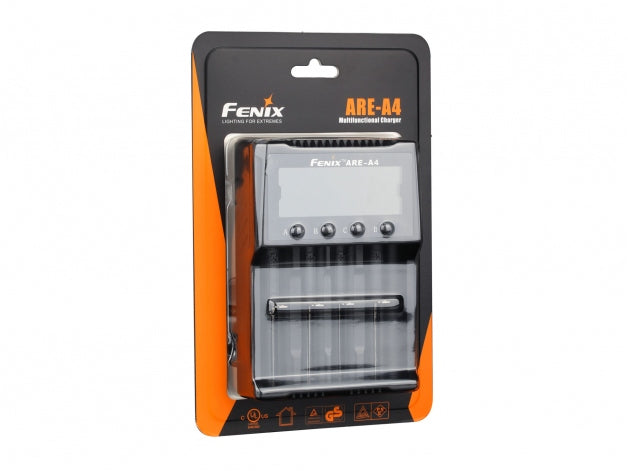 Fenix ARE-A4 Batterieladegerät 4× – für 18650, AA, AAA und andere – schwarz, LCD
