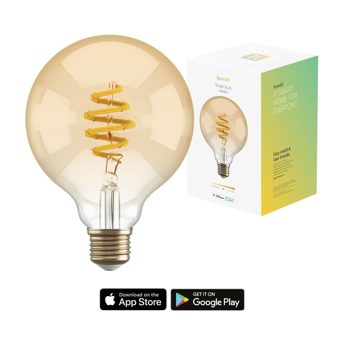 Hombli Smart-Leuchtmittel E27 HBEB-0312 – 300 lm, 1800–2700 K, WLAN/App, dimmbar – Transparent