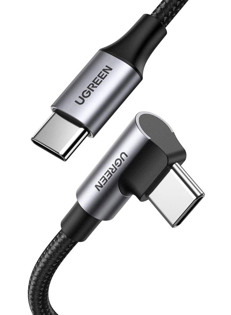 Ugreen USB-C auf USB-C Kabel – USB 2.0 (480 Mbit/s) – 1 m – Abgewinkelt, TPE-Mantel – Schwarz/Grau