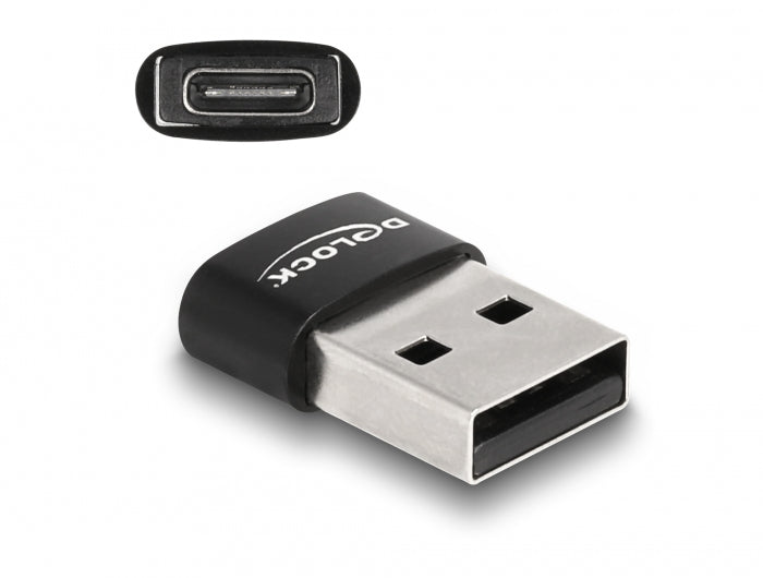 DeLOCK Adapter USB-A zu USB-C – USB 2.0 (480 Mbit/s), Schwarz